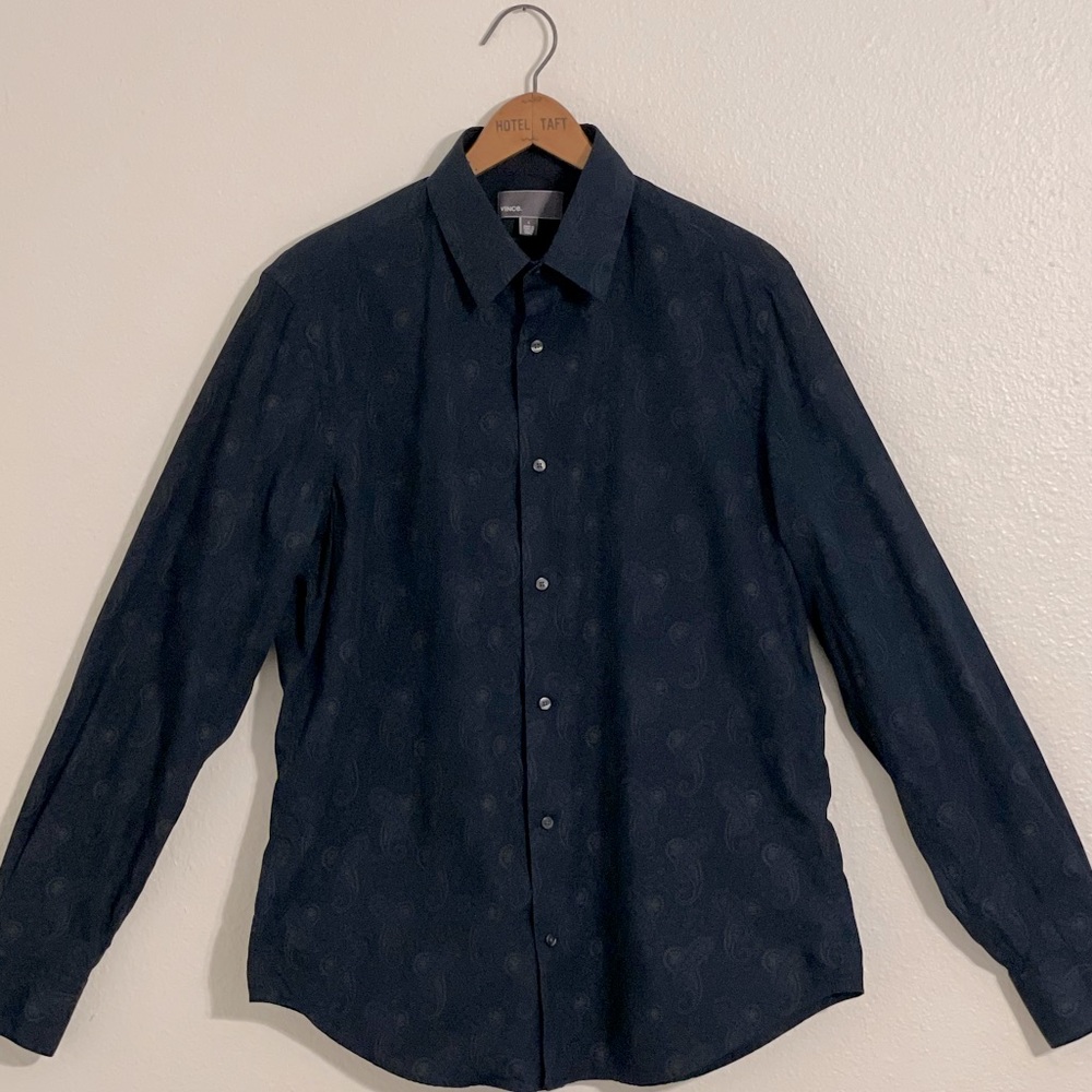 Vince - Long Sleeve Button Up - Paisley - 100% Cotton - Size Large